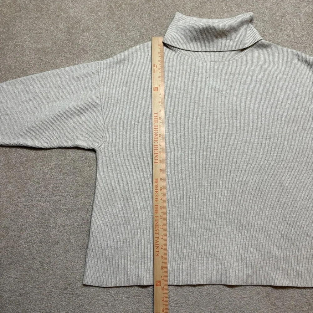 Free People Sweater Womens Large Beige Turtleneck‎ Rib Knit Pullover Oversized